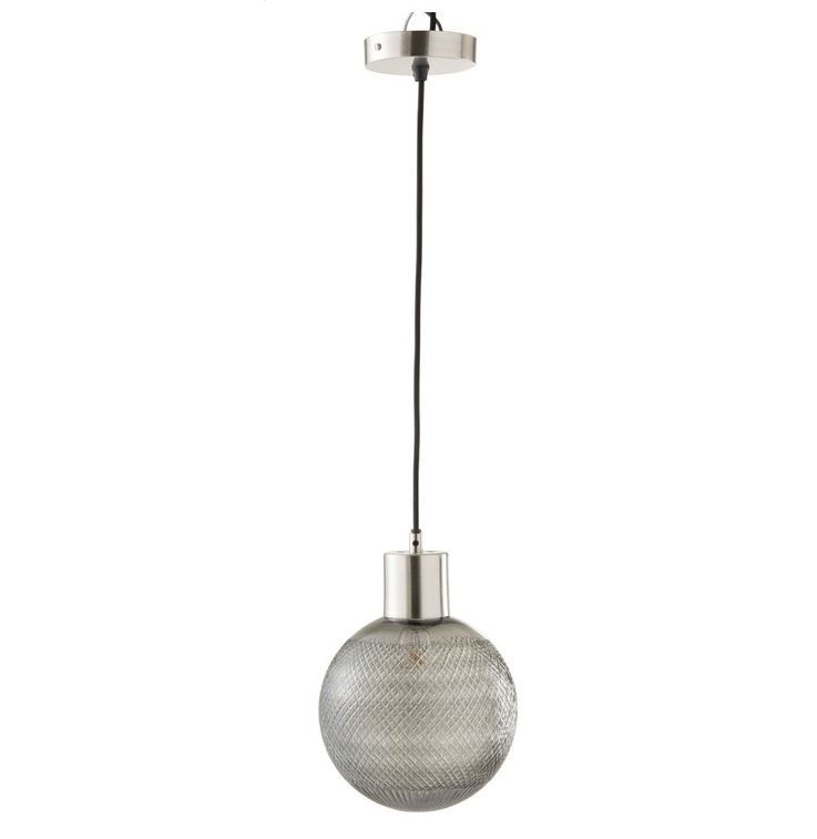 Lampe suspension verre et métal argenté Liath - Photo n°1