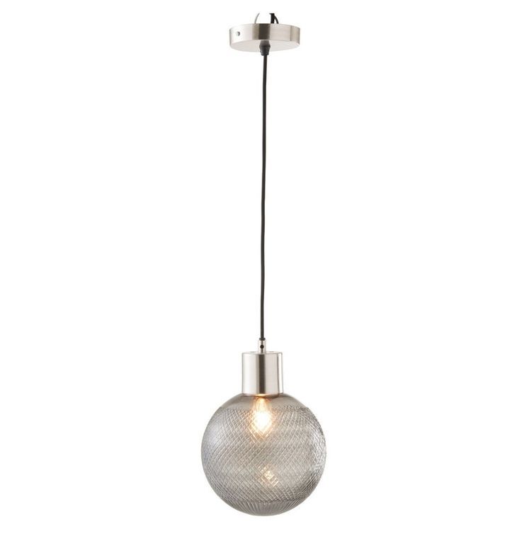 Lampe suspension verre et métal argenté Liath - Photo n°2