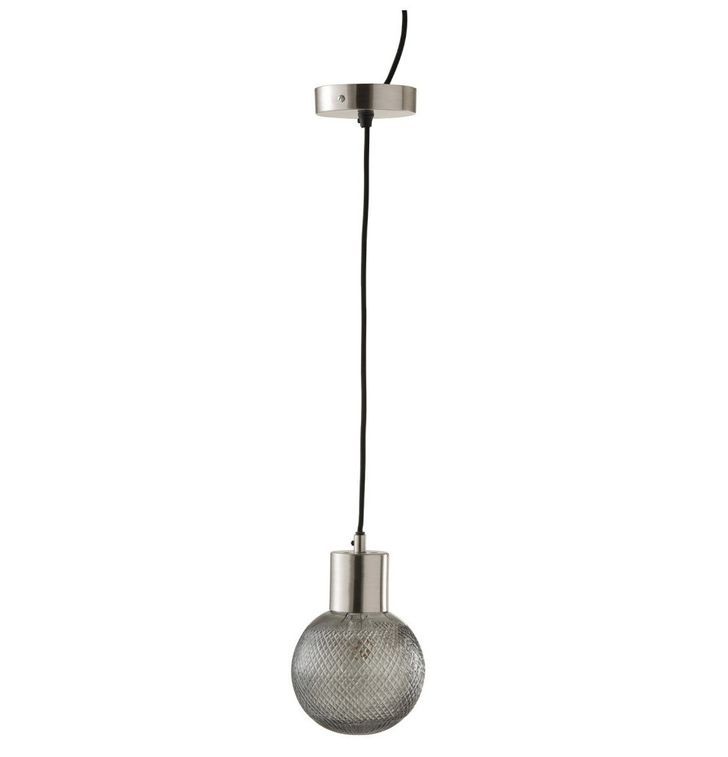 Lampe suspension verre et métal argenté Liath H 175 - Photo n°1