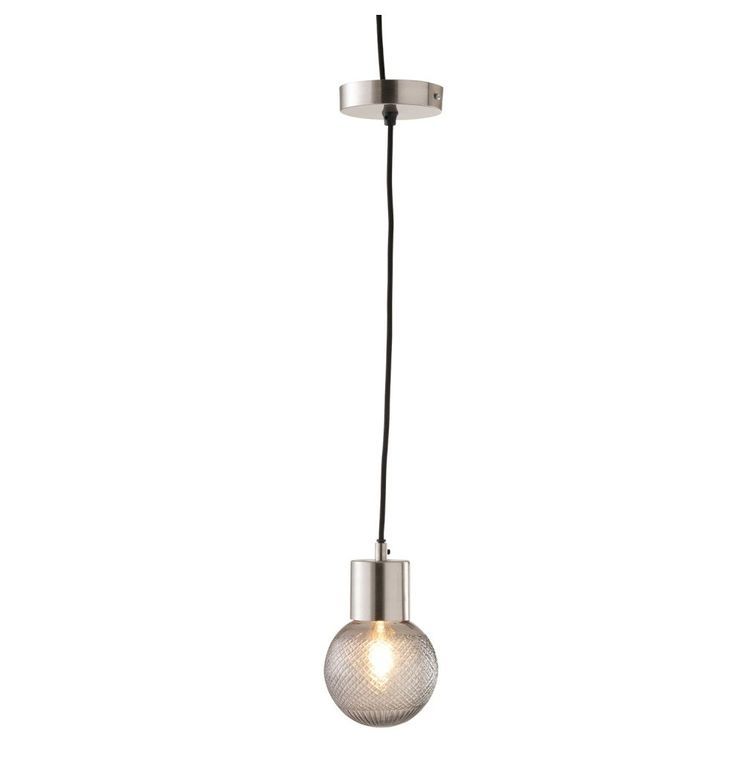 Lampe suspension verre et métal argenté Liath H 19 - Photo n°2
