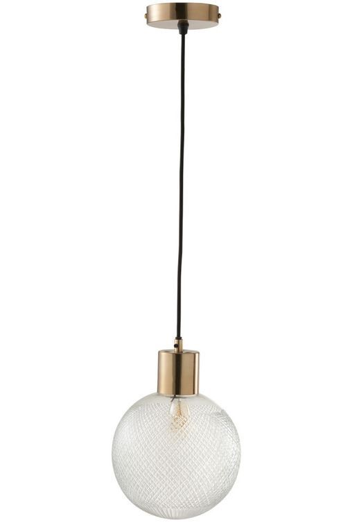 Lampe suspension verre et métal doré Ysarg - Photo n°1