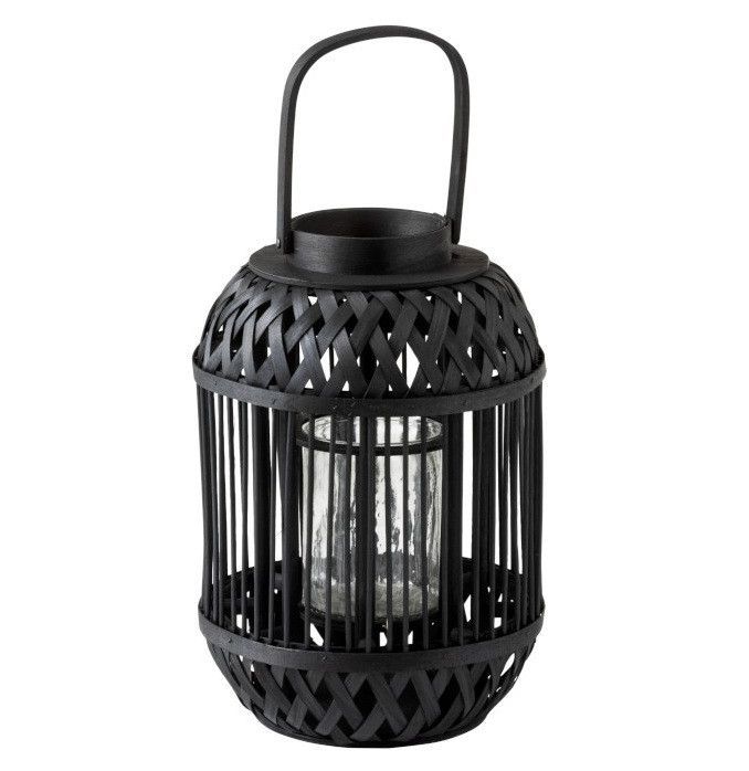 Lanterne cylindrique bambou noir Bialli H 47 cm - Photo n°1