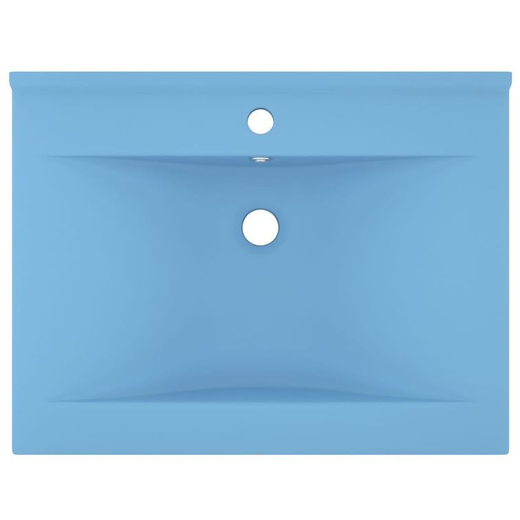 Lavabo avec trou de robinet Bleu clair mat 60x46 cm Céramique - Photo n°3