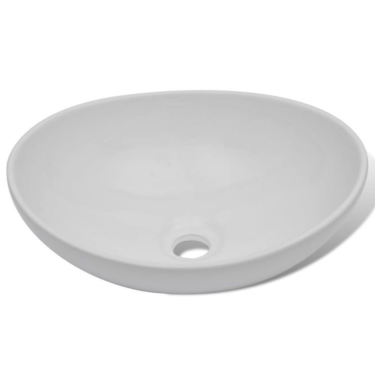 Lavabo de salle de bain avec mitigeur Céramique Ovale Blanc 2 - Photo n°3