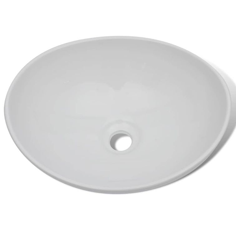 Lavabo de salle de bain avec mitigeur Céramique Ovale Blanc 2 - Photo n°6
