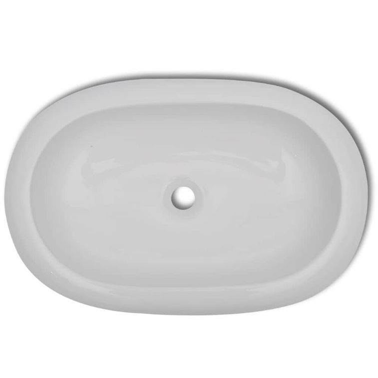 Lavabo de salle de bain avec mitigeur Céramique Ovale Blanc - Photo n°6