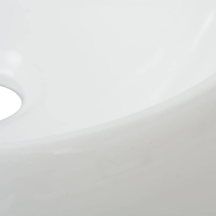 Lavabo de salle de bain avec mitigeur Céramique Rond Blanc - Photo n°3