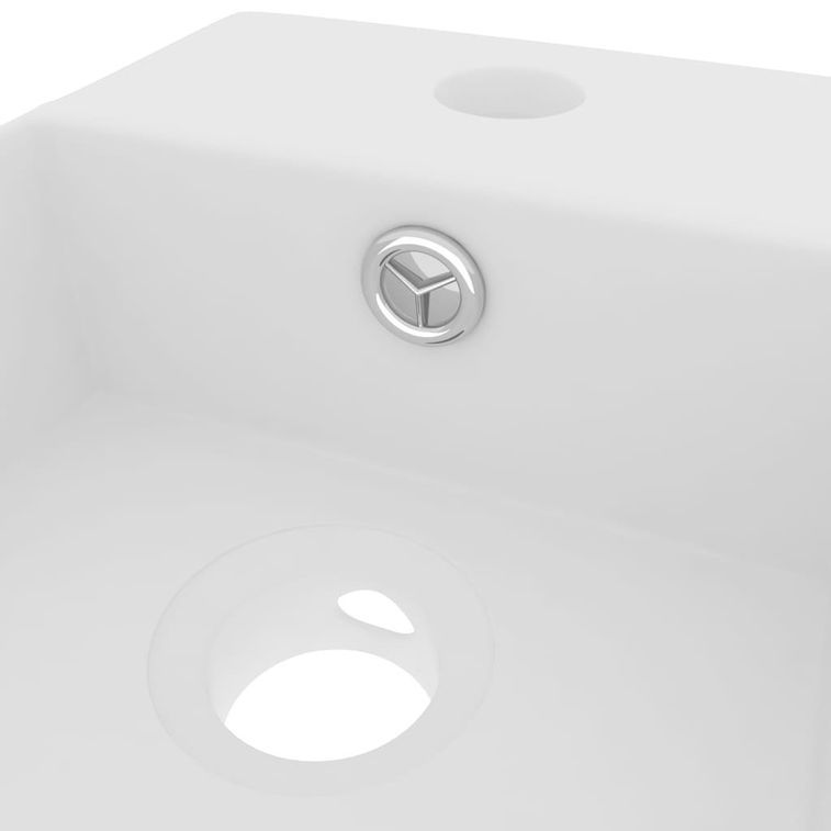 Lavabo de salle de bain avec trop-plein Céramique Blanc mat - Photo n°5