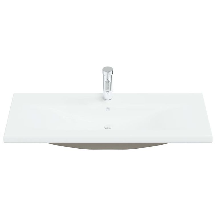 Lavabo encastré avec robinet 101x39x18 cm Céramique Blanc - Photo n°3