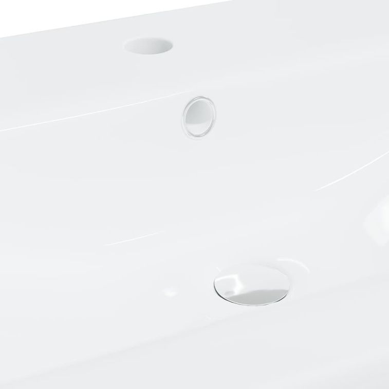 Lavabo encastré avec robinet 101x39x18 cm Céramique Blanc - Photo n°9
