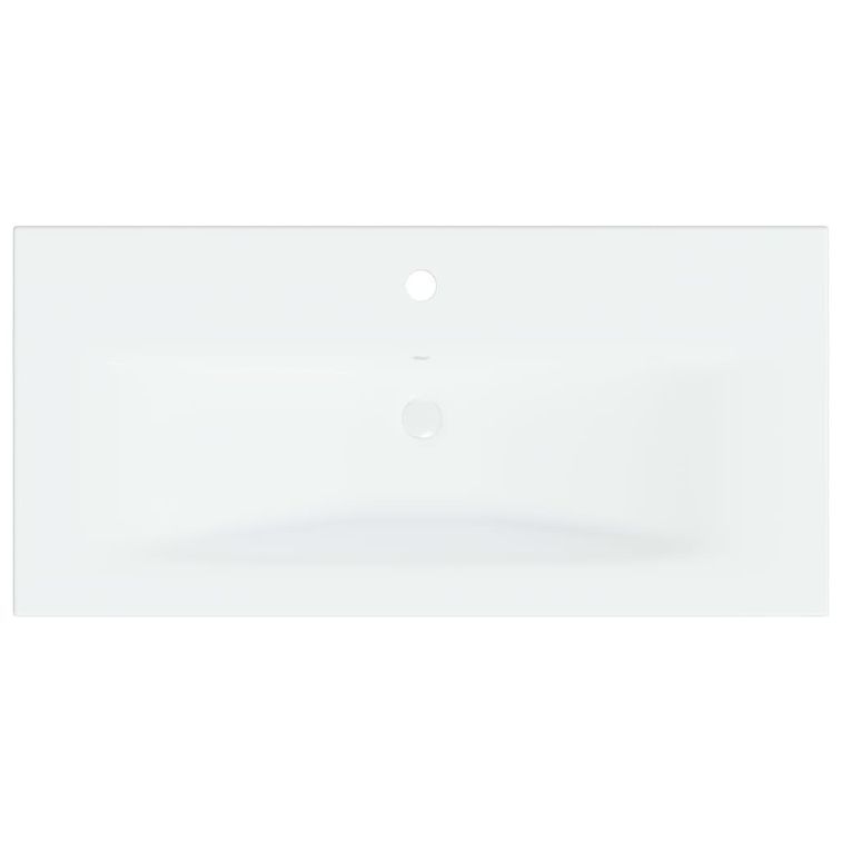 Lavabo encastré avec robinet 81x39x18 cm Céramique Blanc - Photo n°8