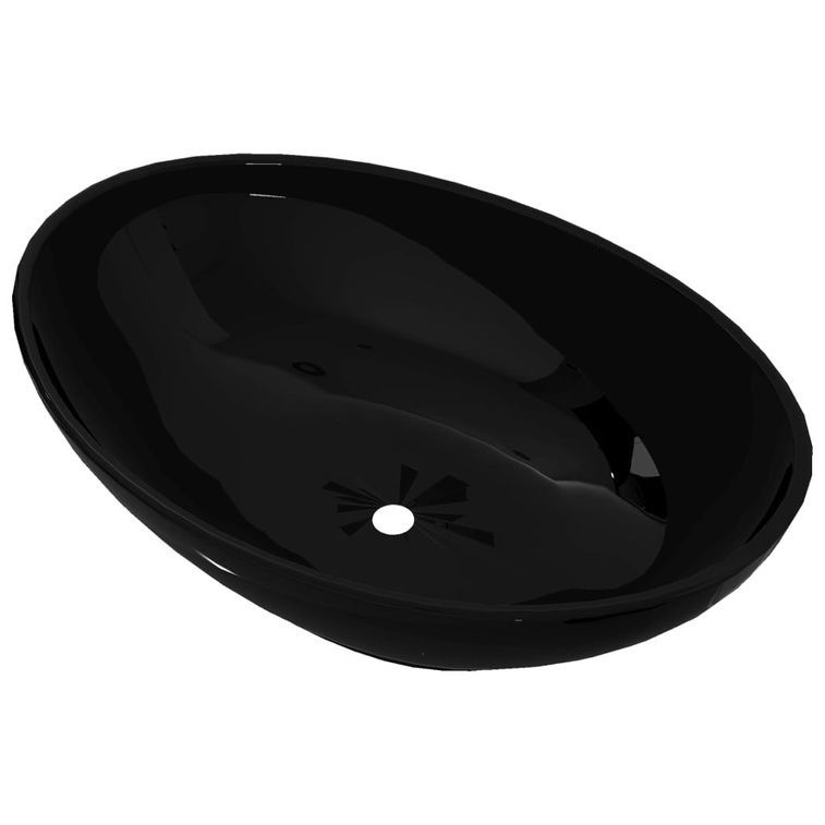 Lavabo ovale Céramique 40 x 33 cm Noir - Photo n°1