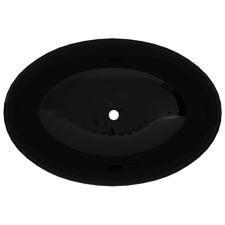 Lavabo ovale Céramique 40 x 33 cm Noir - Photo n°3