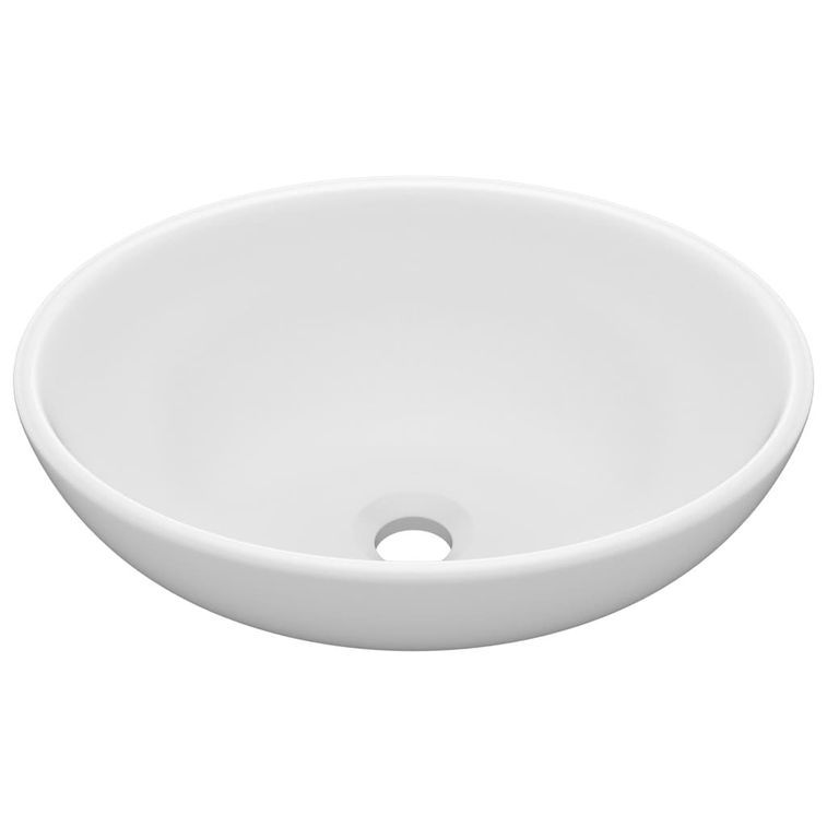 Lavabo ovale de luxe Blanc mat 40x33 cm Céramique - Photo n°1