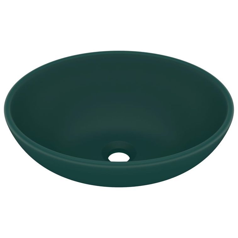 Lavabo ovale de luxe Vert foncé mat 40x33 cm Céramique - Photo n°1
