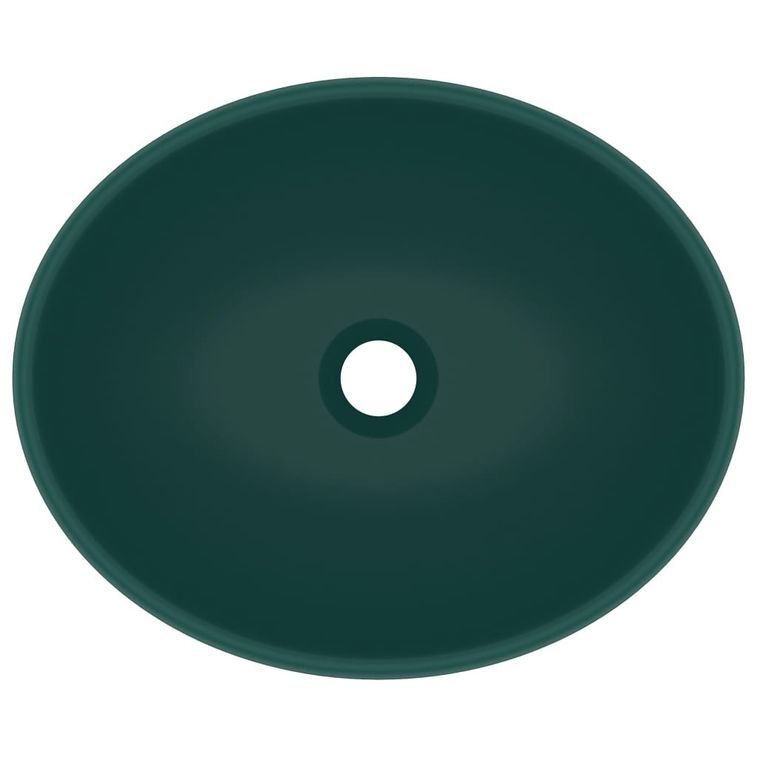 Lavabo ovale de luxe Vert foncé mat 40x33 cm Céramique - Photo n°4