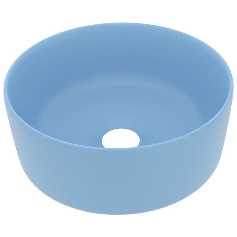 Lavabo rond de luxe Bleu clair mat 40x15 cm Céramique 2 - Photo n°1