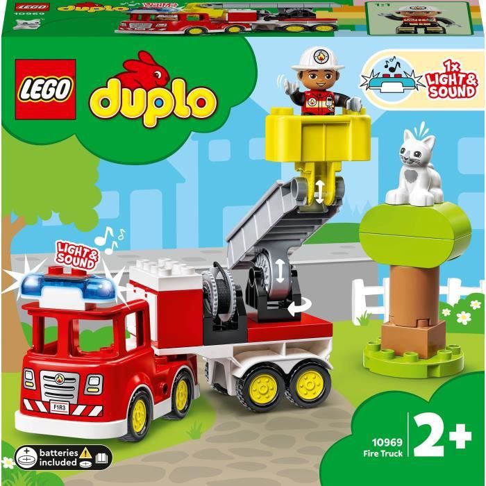 LEGO DUPLO Town 10969 Le Camion de Pompiers, Jouet Enfants 2 Ans, avec  Lumieres et Sirene