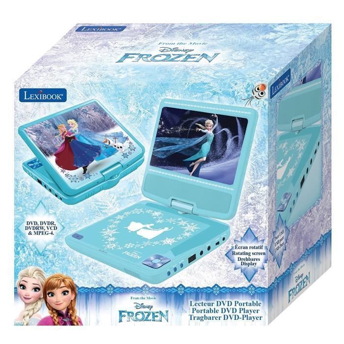 lecteur DVD Portable avec écran LCD et haut parleur la Reine des neiges  bleu ciel au meilleur prix