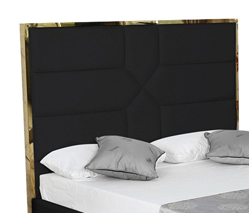 Lit 160x200 cm avec coffre de rangement et tête de lit simili noir et laiton Delhie - Photo n°4