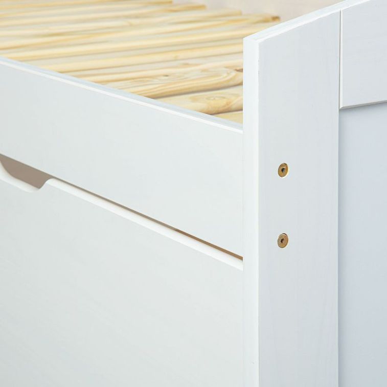 Lit banquette 2 tiroirs pin massif vernis blanc Linan 90x200 cm - Photo n°7