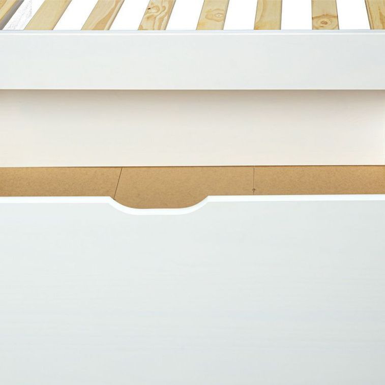 Lit banquette 2 tiroirs pin massif vernis blanc Linan 90x200 cm - Photo n°9