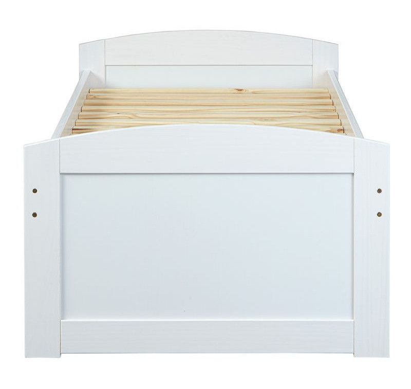 Lit banquette 2 tiroirs pin massif vernis blanc Linan 90x200 cm - Photo n°4