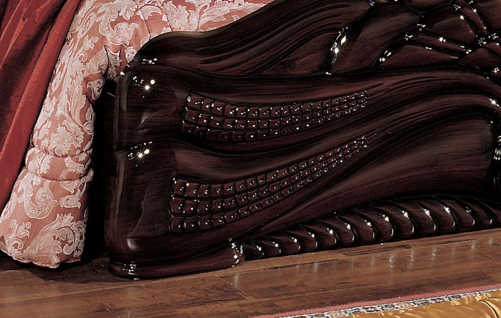 Lit baroque moulures entrelacées bois brillant acajou Paliza 180 cm - Photo n°3