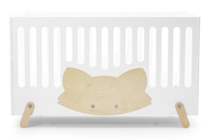 Lit bébé évolutif laqué blanc et motif bois clair Fox 70 - Photo n°1