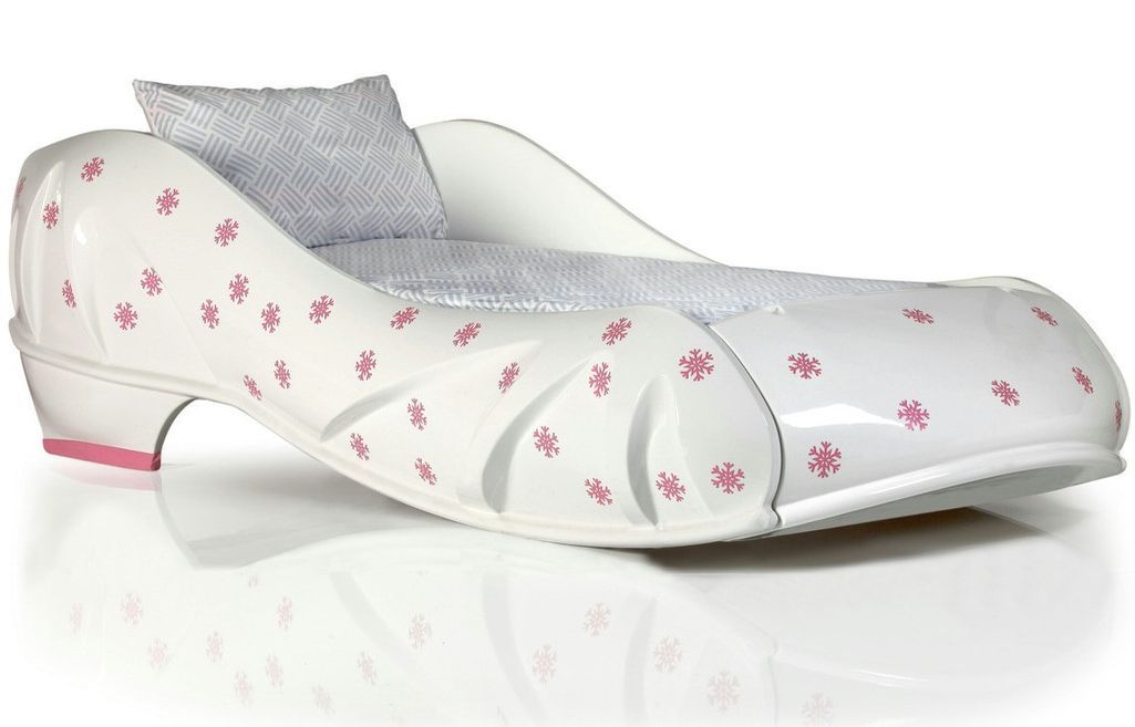 Lit chaussure blanc flocon rose 90x190 cm - Photo n°2