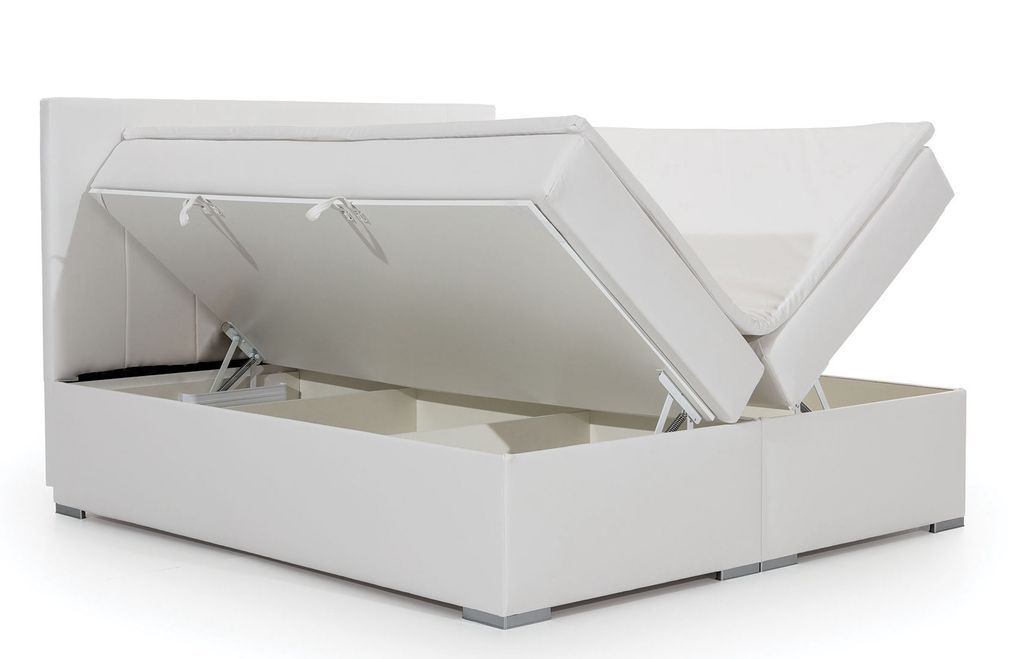 Lit continental simili cuir beige clair avec matelas et surmatelas Louna - Photo n°4