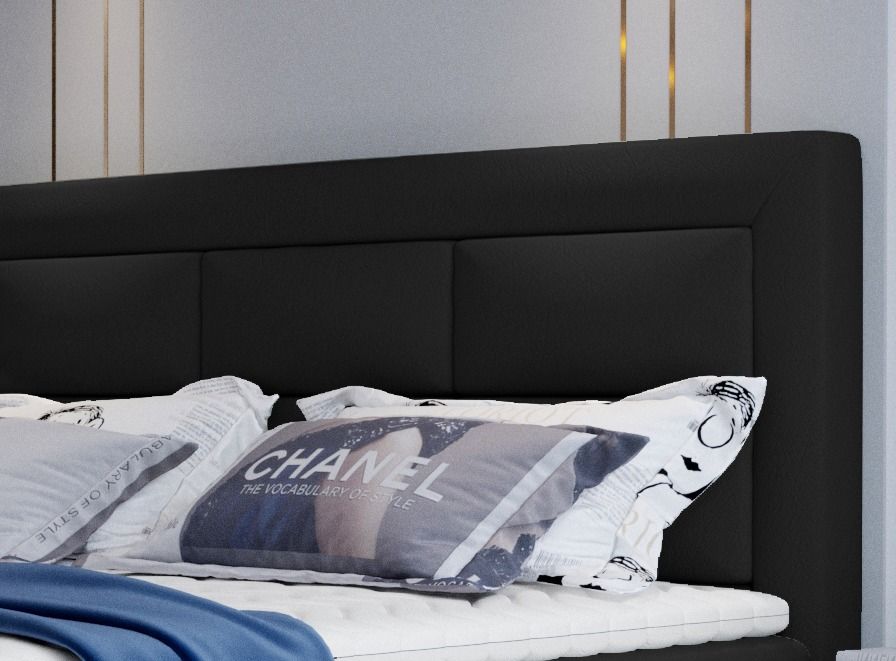 Lit continental simili cuir noir Balore - Photo n°2
