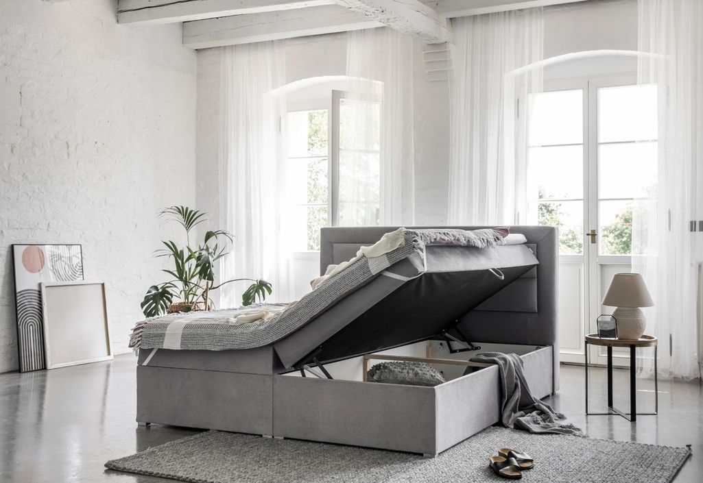 Lit continental simili cuir noir Balore - Photo n°5