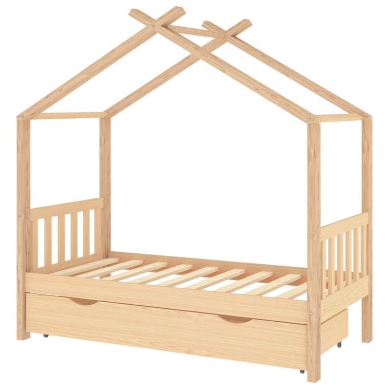 Home - Lit cabane enfant avec un tiroir Pin massif 80x160 cm