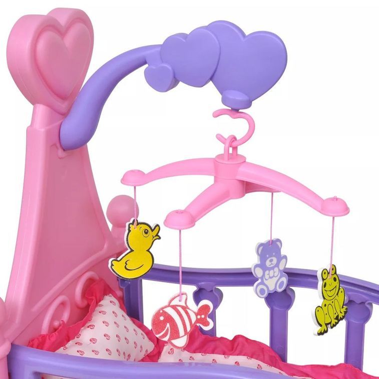 Lit de poupée pour chambre d'enfants Rose et violet - Photo n°2