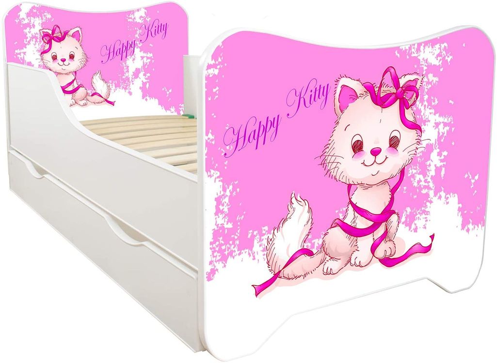 Lit enfant à tiroir et matelas 70x140 cm Happy Kitty - Photo n°3