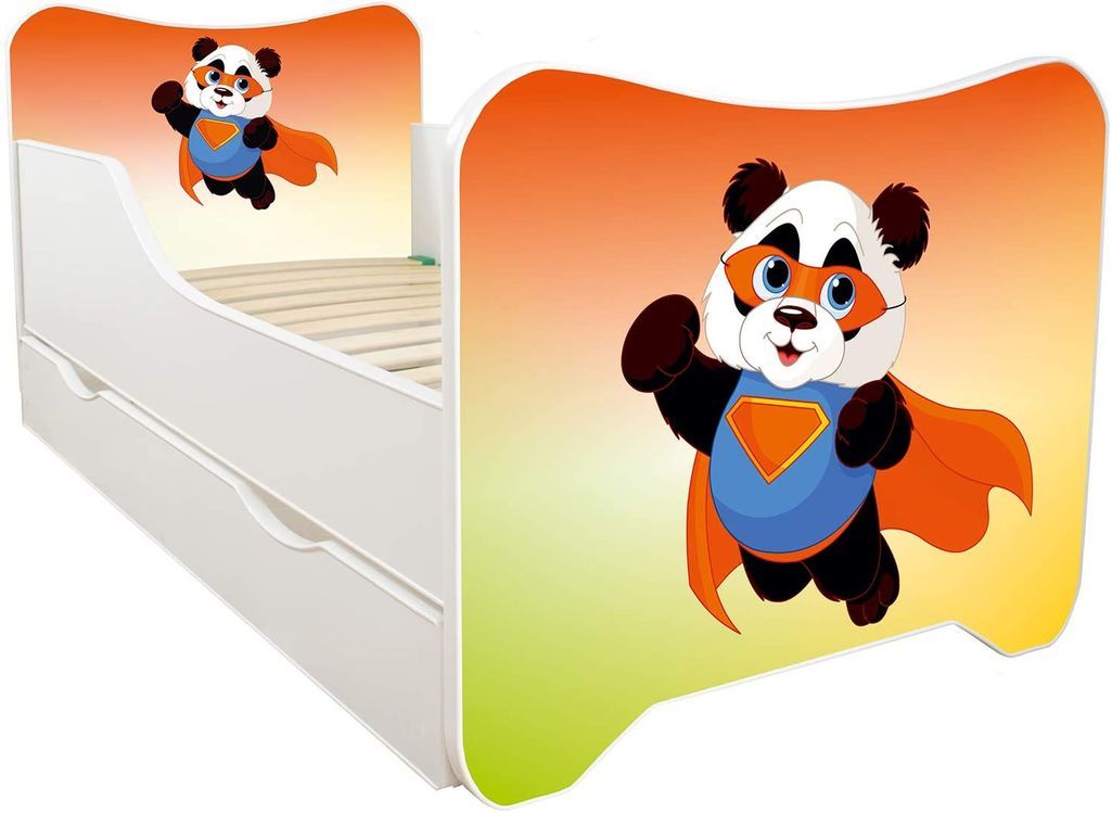 Lit enfant à tiroir et matelas 70x140 cm Panda - Photo n°4