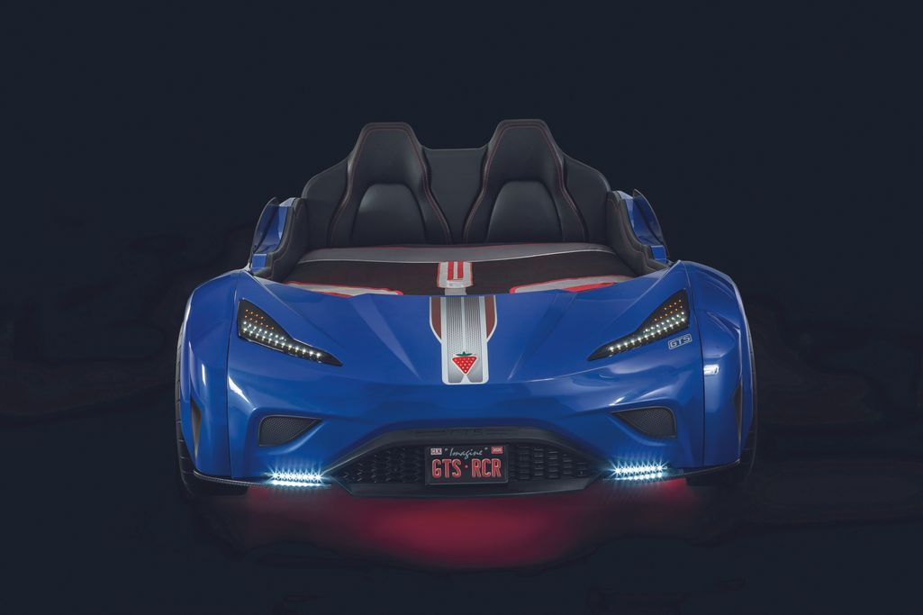 Lit enfant de voiture bleu de sport GTE 90x190 cm - Photo n°9