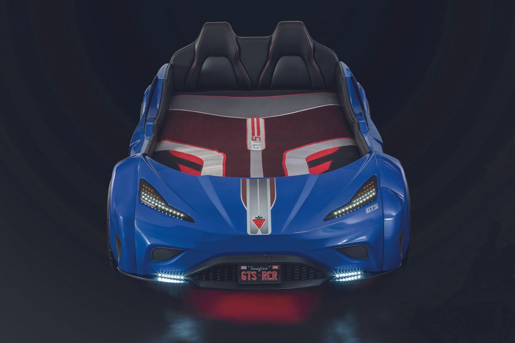 Lit enfant de voiture bleu de sport GTE 90x190 cm - Photo n°10
