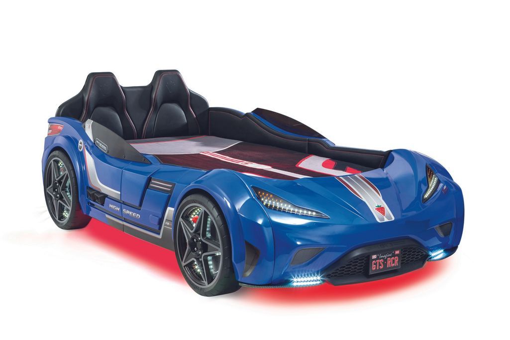 Lit enfant de voiture bleu de sport GTE 90x190 cm - Photo n°11
