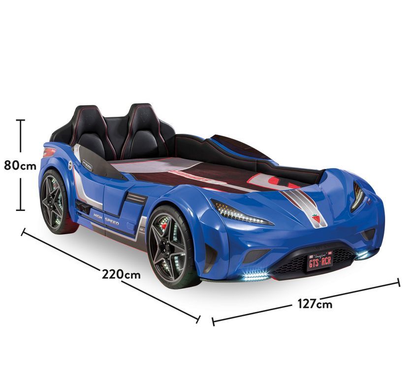 Lit enfant de voiture bleu de sport GTE 90x190 cm - Photo n°12