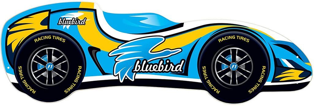 Lit enfant voiture F1 Blue bird bleu 70x140 cm - Sommier et matelas inclus - Photo n°2