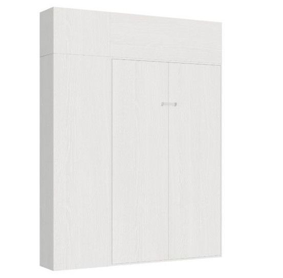 Lit escamotable 140x190 cm avec 1 colonne de rangement 2 meubles hauts bois blanc kanto - Photo n°4