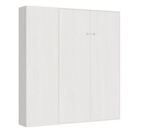Lit escamotable 140x190 cm avec 1 colonne de rangement bois blanc kanto - Photo n°5