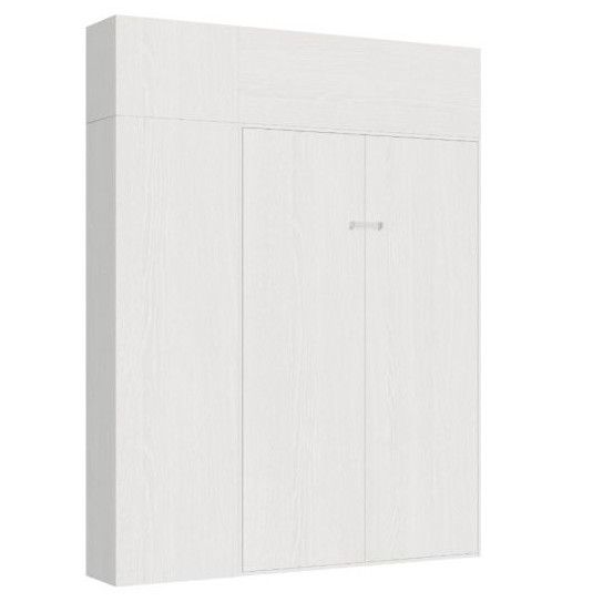 Lit escamotable 160x190 cm avec 1 colonne de rangement 2 meubles hauts bois blanc kanto - Photo n°4