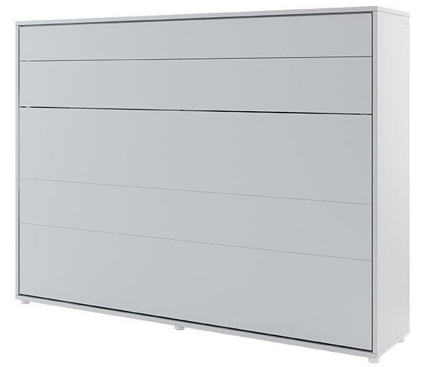 Lit escamotable horizontal avec étagères gris mat Noby 140x200 cm - Photo n°3