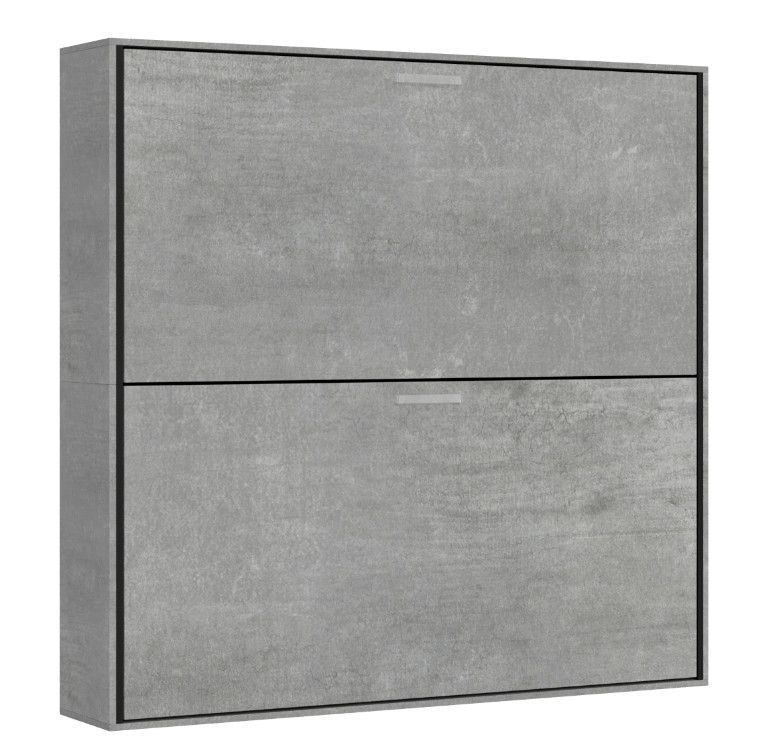 Lit escamotable superposé gris ciment horizontal 2 couchages 85x185 cm Bounto - Photo n°2