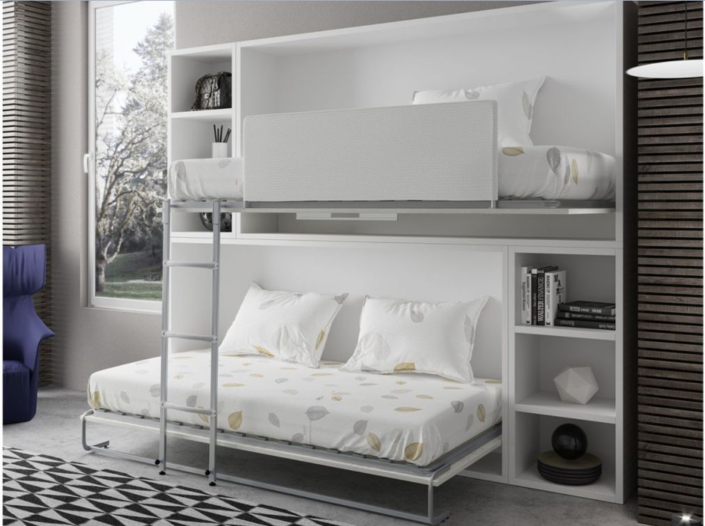 Les Tendances - Lit escamotable superposé horizontal 2 couchages 80x190