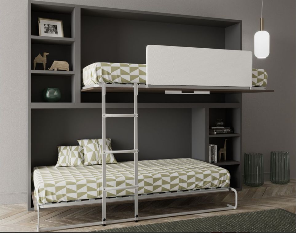 Les Tendances - Lit escamotable superposé horizontal 2 couchages 80x190
