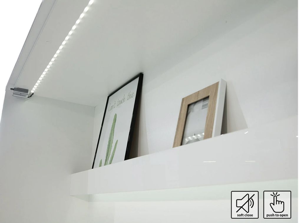 Lit escamotable vertical avec étagères blanc mat Noby 140x200 cm - Photo n°9